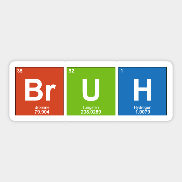 BRUH - Periodic Table Gamer Meme Sticker by BigBrainMerch